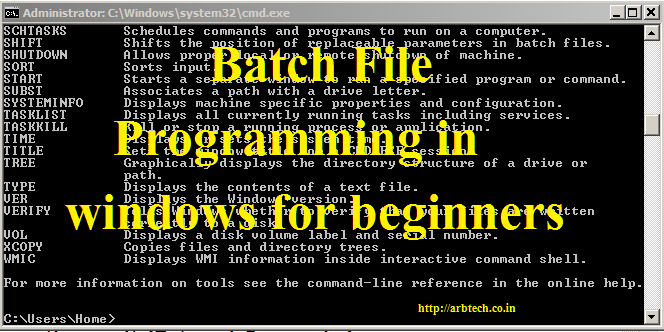 Batch File Programming in windows for beginners